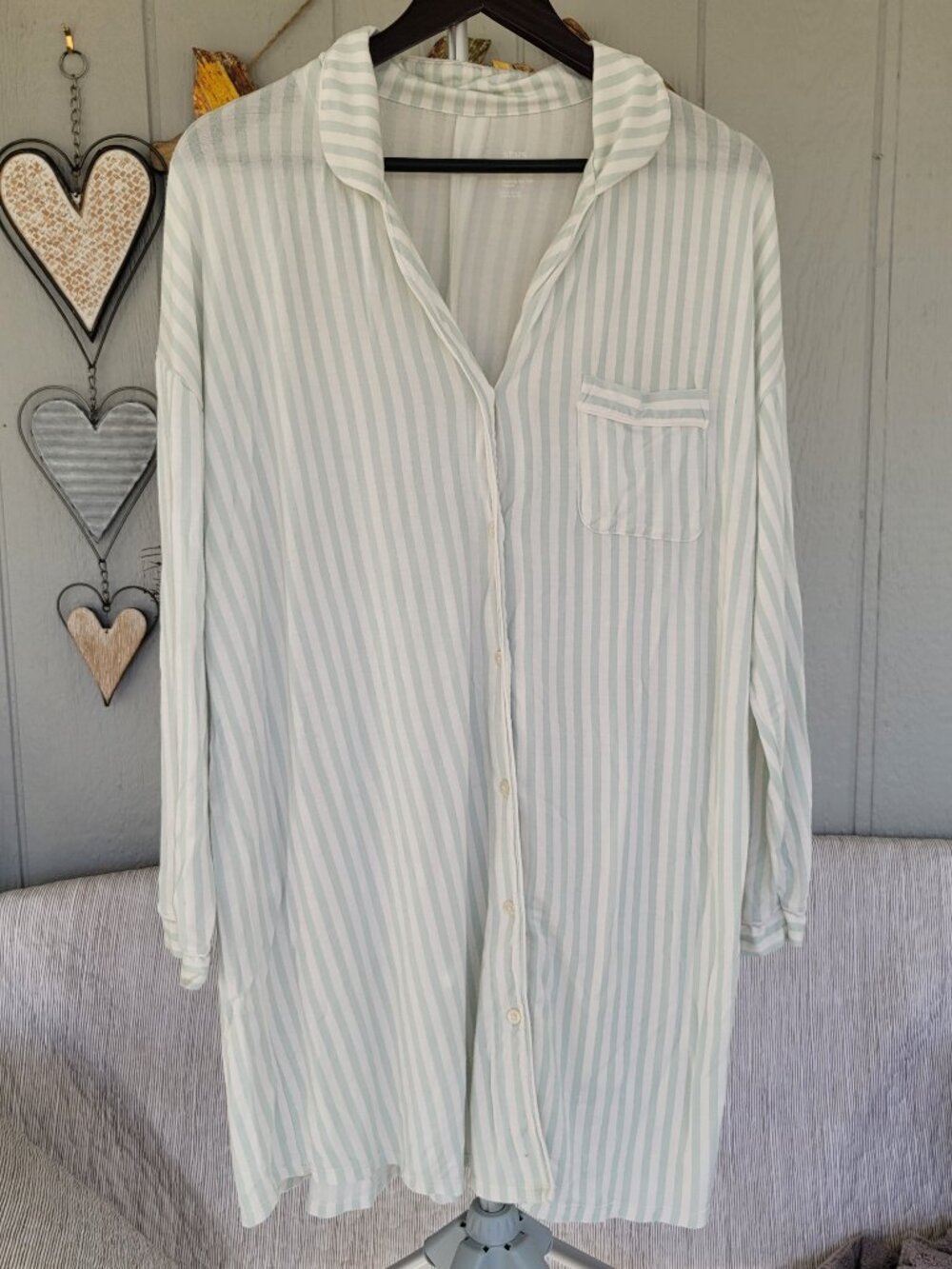 Stars Above Mint Striped Beautifully Soft Sleepshirt XXL
